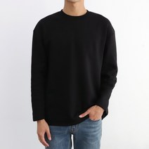 더베이직샵 기모 소프트터치 크루넥 세미오버 특양면 무지 긴팔 라운드 티셔츠
