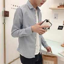 스트라이프 면 논아이론 Y 남자 난방 민트색 셔츠 린넨 파란색 여성 삼색 오버핏 빅사이즈 남성
