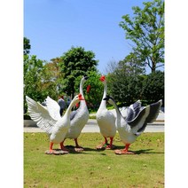 야외 공원 거위인형 야외 장식 거위 조각상 조경장식, 중형 걷는 흰거위 높이82cm