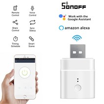 SONOFF Wifi 미니 USB 어댑터 마이크로 5V 무선 스마트 전원 스위치 지원 eWelink 앱 제어 Alexa Google 홈 오토메이션, 한개옵션0