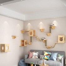 고양이 구름다리 벽걸이 단단한 나무 게임 등반 타워 콘도 긁힘 플랫폼 매트 새끼 애완 동물 제품, 8.H