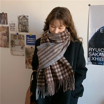 소비르 투톤 체크 목도리 머플러