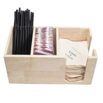 나무원목 매장용 상가용 카페 커피용품 스트로우 홀더 3구 냅킨정리함 트레이 as68, 우드