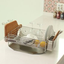 [천삼백케이] [스텐팩토리] 샤르망 스텍 식기건조대 1단 올스텐304재질 설거지정