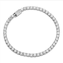 풍속계 Luomansi 정품 럭셔리 고탄소 다이아몬드 슈퍼 플래시 S925 스털링 실버 결혼 연인 3mm, 2.Silver - 17cm
