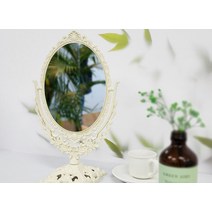 화장대 공주풍 탁상용 회전 책상 거울 스탠드 탁상 복고풍 엔틱 타원