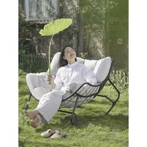 흔들의자 안락의자 레저 소파 발코니 소파 의자 홈 거실 야외 흔들 의자, (오렌지)흔들의자 + 발받침 + 테이블