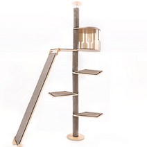 브리스캣 알루미늄캣폴 캣폴 (사각발판3개+하우스+캣클라이머) 캣타워, 1개, CI-N4-그레이