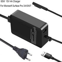 서피스독 Microsoft 노트북 Surface Pro 3A용 65W Surface Pro 충전기 4암페어 5암페어 6개의 AC 전원 어댑터 Windows Surface 2A, 유럽 ​​연합, 케이블이 있는 충전기