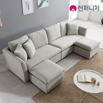 썬퍼니처 투스툴 3인용 4인용 풀커버 패브릭 소파+스툴 2개 소파베드 겸용 소파 방문설치, 4인용+스툴2개 그레이