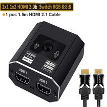 2022 HDMI 스위처 4K 양방향 2.0 스위치 1x 2/2x1 어댑터 2 in 1 출력 변환기 PS4 PS5 TV Box 분배기, With 1PCS HDMI Cable_2x1 HDMI