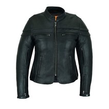 VANCE LEATHERS USA 여성용 블랙 왁스 소프트 소가죽 스포티 스쿠터 크로스오버 바이커 오토바이 라이딩 재킷 블랙. 653280, X-Large