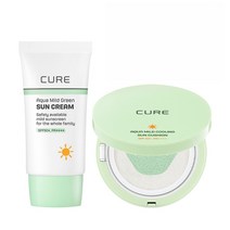 김정문알로에 큐어 아쿠아 마일드 선크림+선쿠션 2종세트 SPF50+PA++++