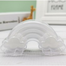 팩 귀여운 무지개 구름 플라스틱 사탕 상자 투명 웨딩 사탕 상자 비 샤워 크리스마스 생일 파티 호의 선물 상자, 삼, 4.8x8cm