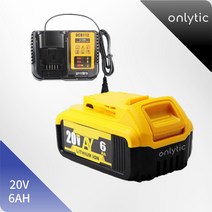 온리틱 디월트배터리 디월트 20v 6.0ah 호환 배터리, 1개 충전기 1개 6.0ah, 1개