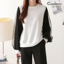 커스텀에이블 벌룬 샤소매 라운드 티셔츠 C2301TS011A