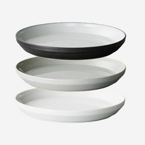킨토 림 플레이트 - 205mm 도자기 접시 3색상, 블랙, 1개