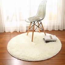소프트 장모 원형 러그 100CM 주문제작 연아이보리