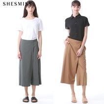 쉬즈미스 쉬즈미스 랩프론트 와이드 코튼팬츠