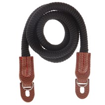 1pc 패션 디자인 코튼 로프 넥 빈티지 숄더 가죽 끈 카메라 스트랩, 검은색
