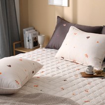 더온 리틀베어 미끄럼방지형. 고정밴드형 침대패드l MS.S.SS.Q, 크림베이지