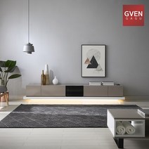 GVEN 지벤 뉴 노르마니 LED 유리도어 거실장 GL, 그레이, 화이트월넛
