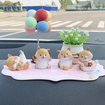 귀여운 Shiba Inu 자동차 장식 차량장식 인테리어, 시바 4종 + 풍선 + 파우더 패드