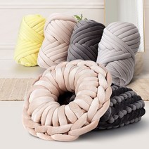 핸드니팅 패브릭얀 자이언트얀 뜨개실 방학 취미생활 가방뜨기 쿠션 방석 블랭킷 만들기 키트 손뜨개, 500g 핑크