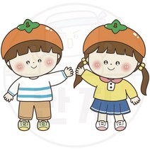 만자디자인 가을 컷도안 / 감모자 쓴 남녀 / 학교 유치원 어린이집 환경구성