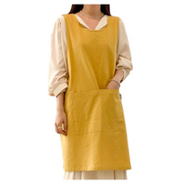 한스데이 단추형 트임 린넨 앞치마, 겨자, 4개