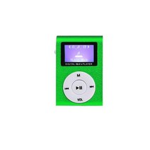 노래 뮤직 음악 MP3 플레이어 미니 큐브 클립 형 mp3 디스플레이 이어폰 usb 케이블이있는 충전식 휴대용 스피커, 초록