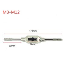 조정 가능한 핸드 탭 렌치 홀더 M1-M8 나사 메트릭 핸들 태핑 리머 도구 액세서리 탭 및 다이 세트 탭, 02 M3-M12