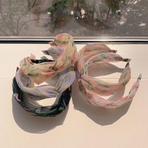 오간자 웨이브 와이드 머리띠 반다나 헤어밴드