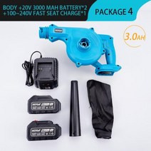 송풍기 대포 블로워 무선 낙엽 청소기 배풍기 브로워 엔진 소형 공업용 환풍기 2 인 1 전기 공기 청소 송풍 장치 마키타 배터리 정원 전동 공구 용 나뭇잎 먼지 털이 도구, 2Battery 3.0A+미국