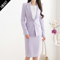 [모리스커밍홈] 피크드카라 원버튼 자켓 H라인 스커트 2종세트_M2302SE033A