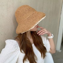 [사은품증정] 랄라닷 여성 버킷햇 레이스 밀짚 프린지 여름모자 라탄 썬캡