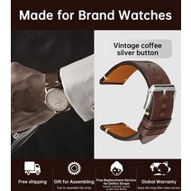 베지터블 가죽 원단 MAIKES 베지터블 갈색 가죽 워치 밴드 퀵 릴리스 이탈리아 22mm 소가죽 화웨이, 15 Coffee S_06 18mm