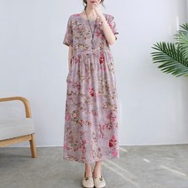 WH-NJP 여성 여름 린넨 뷔스티에 멜빵 플레어 빅사이즈 롱원피스 린넨 플레어 원피스 DMC100
