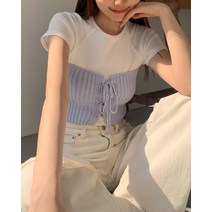 [2컬러]아일렛 레이어드 뷔스티에 탑