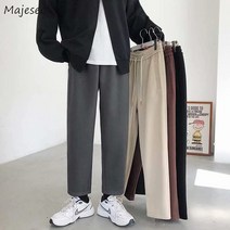 남성바지 두꺼운 따뜻한 캐주얼 바지 남성 커플 스트레이트 바지 간단한 솔리드 모든 경기 한국 패션 탄성 허리 세련된 아늑한 하이 스트리트