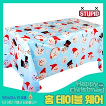스투피드 크리스마스 테이블웨어 모음, 108_크리스마스 비닐 테이블보 (블루 스노우맨)