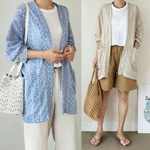 오네스타 / 루즈핏 에스닉 린넨 로브 가디건(3C)