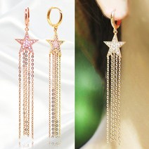 골드굿 14k 18k 딜라이트 스타 별 원터치 롱 드롭 귀걸이