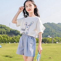 소소키즈 여아 레이스 토끼 반팔 티셔츠 반바지 세트 유아 아동 키즈 주니어 여름 상하세트