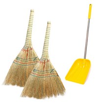 크린메이트 수수 빗자루 2P 싸리비+ 플라스틱 부삽 쓰레받기 빗자루 쓰레받기 세트