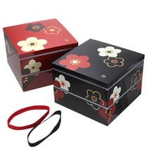 그린 하코야 매화 정사각 2단 찬합 / 일제 도시락, 그린 하코야 매화 정사각 2단 찬합 블랙 54669-9