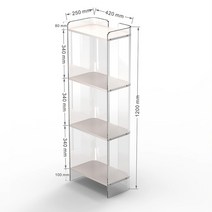 3단선반 아크릴 선반 수납장 거실 코너 사이드 책선반 진열장 진열대, E