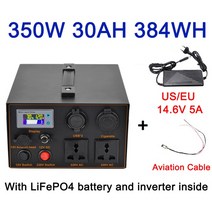휴대용 전원 스테이션 LiFePO4 500W AC 220V 인버터 태양 발전기 12V 에너지 보조베터리 대용량 캠핑, 04 30AH 350W 384WH