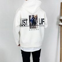 부드럽고 따뜻한 박스 오버핏 긴팔 네오프렌 후드티 백프린팅 4color