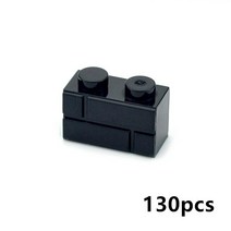 중국레고 MOC 부품 빌딩 블록 두꺼운 벽 인물 벽돌 도시 액세서리 Sandbags 계단 사다리 DIY 울타리 98283, 25 Black 1X2 130pcs